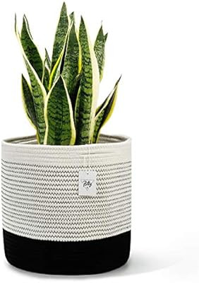 POTEY 700302 Woven Cotton Rope Plant Basket for 11" Large Flower Planter Indoor Pots, 12” x 12... | Amazon (US)