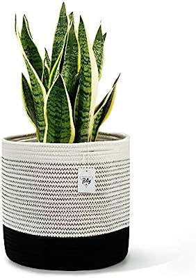 POTEY 700302 Woven Cotton Rope Plant Basket for 11" Large Flower Planter Indoor Pots, 12” x 12... | Amazon (US)