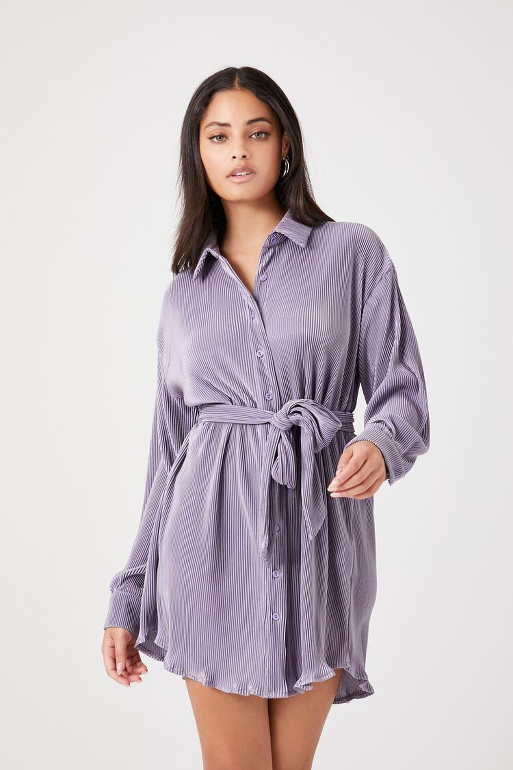 Plisse Tie-Waist Shirt Dress | Forever 21 (US)