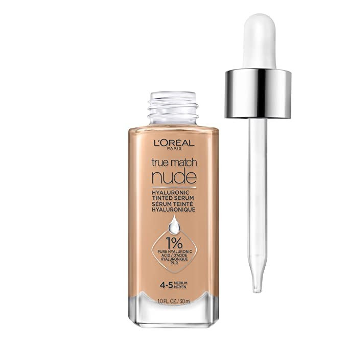 L'Oreal Paris True Match Nude Hyaluronic Tinted Serum Foundation with 1% Hyaluronic acid, Medium ... | Amazon (US)