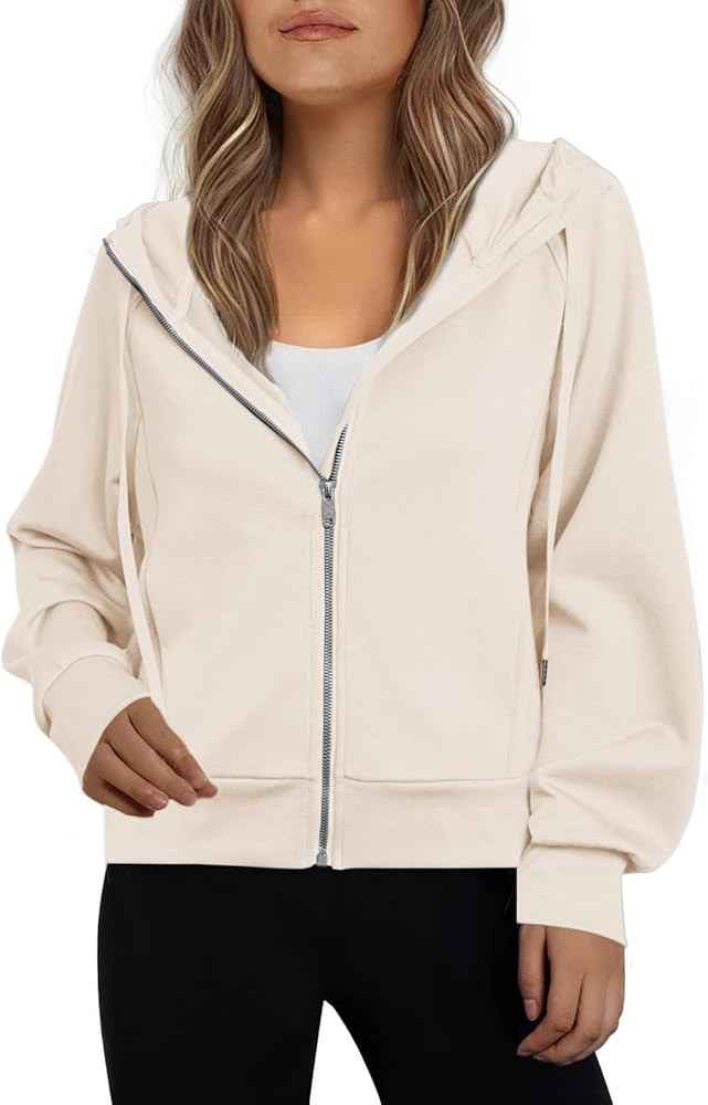 Glamaker Womens Zip Up Sweatshirt Casual Lightweight Hoodies Hooded Workout Jackets Fall Outfits ... | Amazon (US)