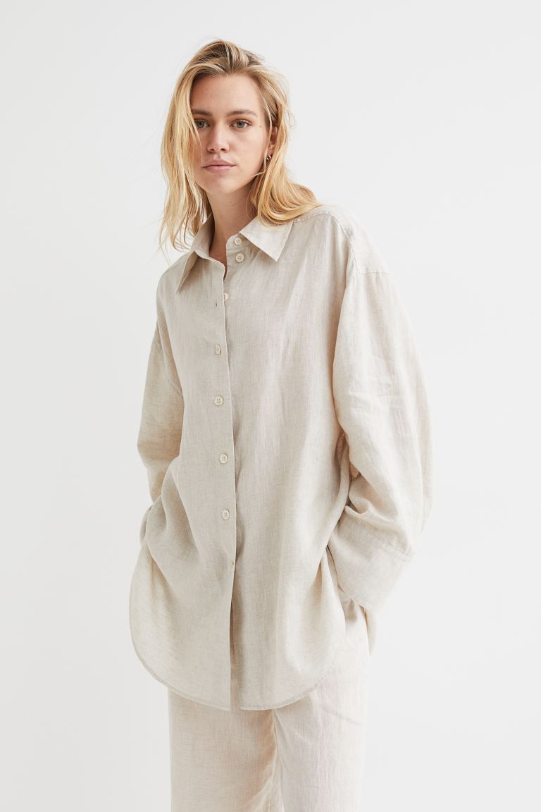 Premium SelectionRelaxed-fit shirt in an airy linen with a collar and buttons down the front. Dro... | H&M (UK, MY, IN, SG, PH, TW, HK)