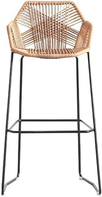 JUBADENG Bar Chair Rattan Chair Bar Stool High Stool Home Back Dining Chair Comfortable Simple an... | Amazon (US)