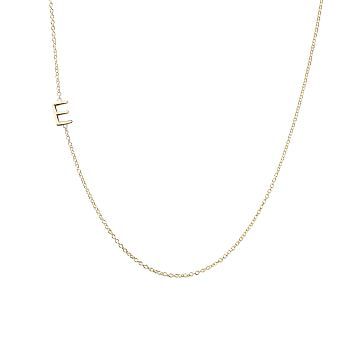 Maya Brenner Asymmetrical Initial Necklace, E, 16"", 14 Karat Gold | Mark and Graham