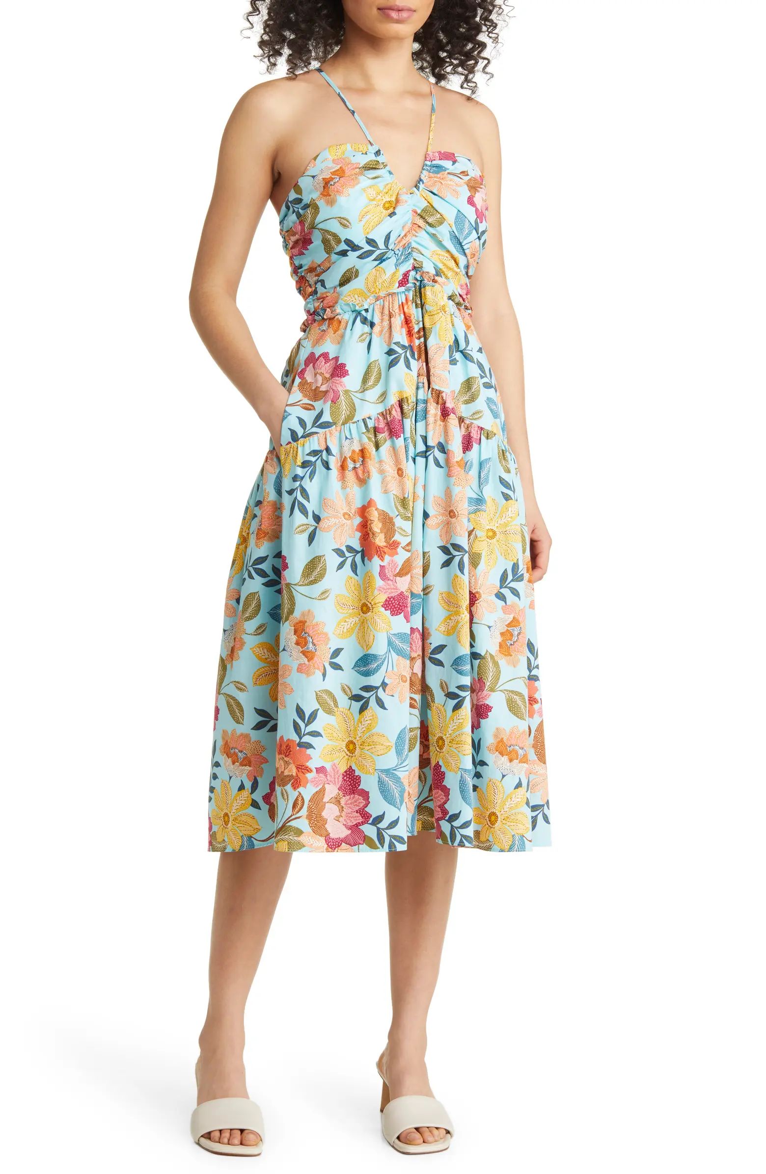 Floral Cotton Poplin Midi Dress | Nordstrom