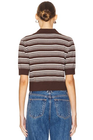 Sheeva Stripe Polo in Brown & Ivory | Revolve Clothing (Global)