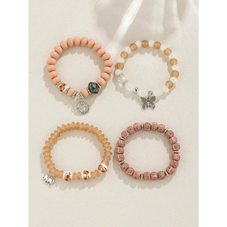 HESHPAWS 4 PCS Bohemian Stretch Anchor Bracelets Elephant Butterfly Retro Bracelets Suitable for ... | Walmart (US)