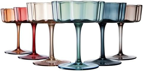GUTE KHEN Flower Vintage Wavy Glass Coupes Martini, Champagne & Cocktail Coupes - Set of 6 - Mute... | Amazon (US)