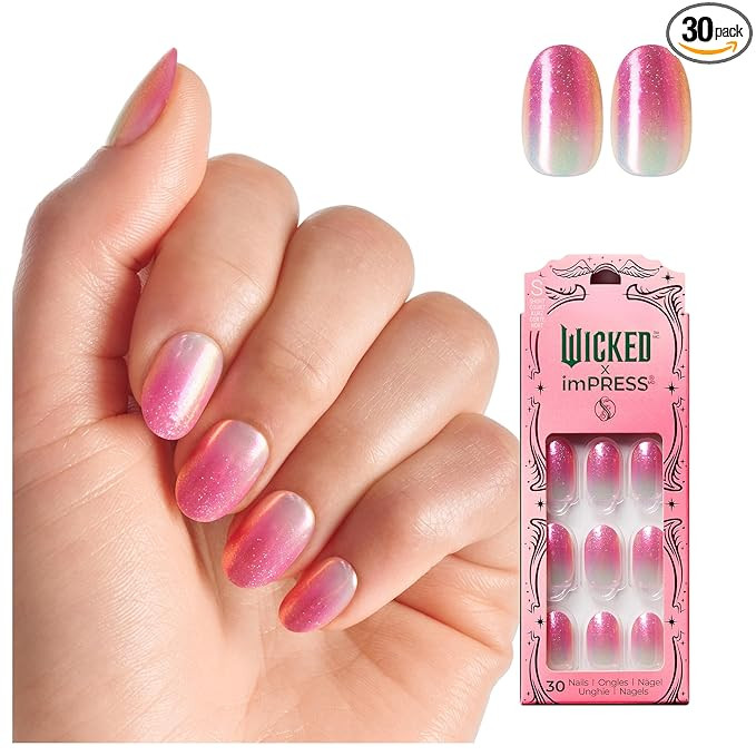 WICKED X imPRESS Press On Nails, ‘Goodness Of My Heart’, Pink, Short Oval, New Improved Adhes... | Amazon (US)