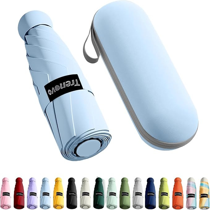 Travel Mini Folding Compact Umbrella with Case, 8 Ribs Lightweight Portable, Small Sun & Rain Poc... | Amazon (US)