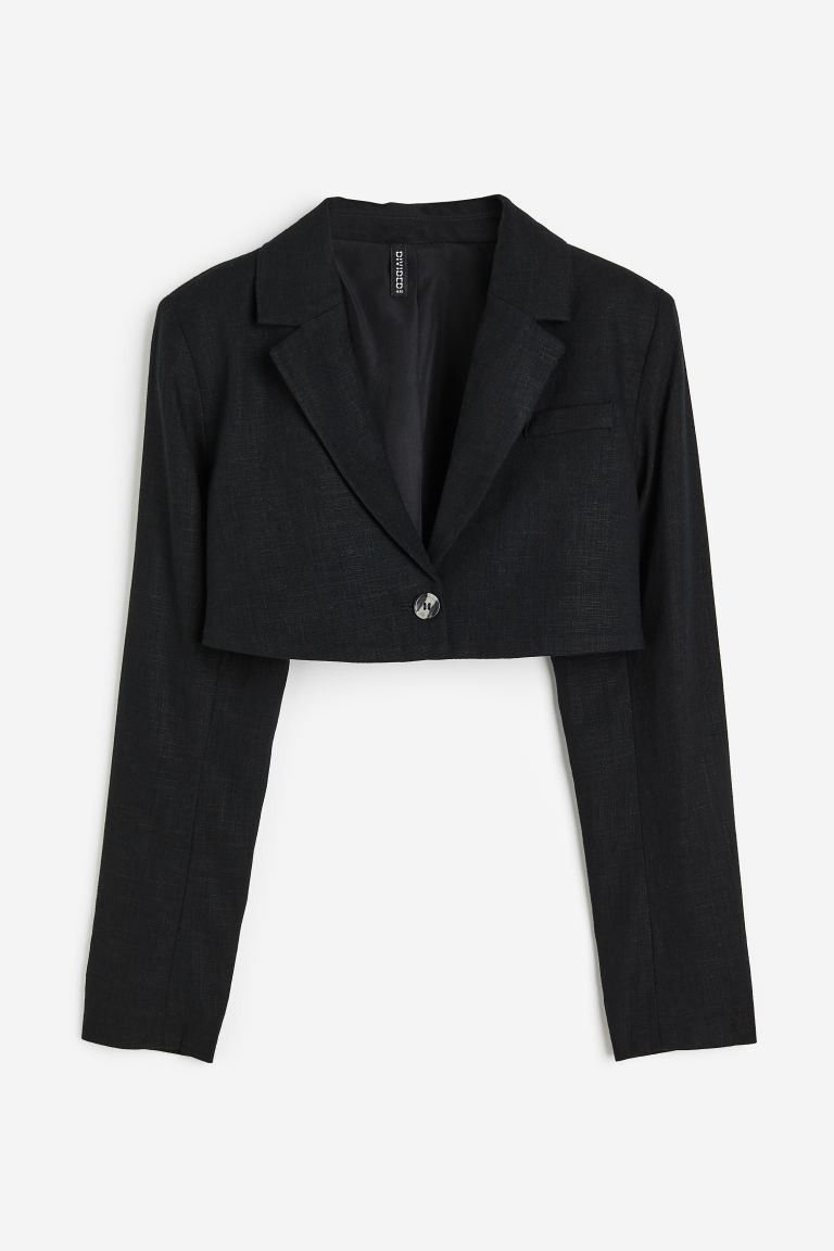 Cropped blazer - Black - Ladies | H&M GB | H&M (UK, MY, IN, SG, PH, TW, HK)