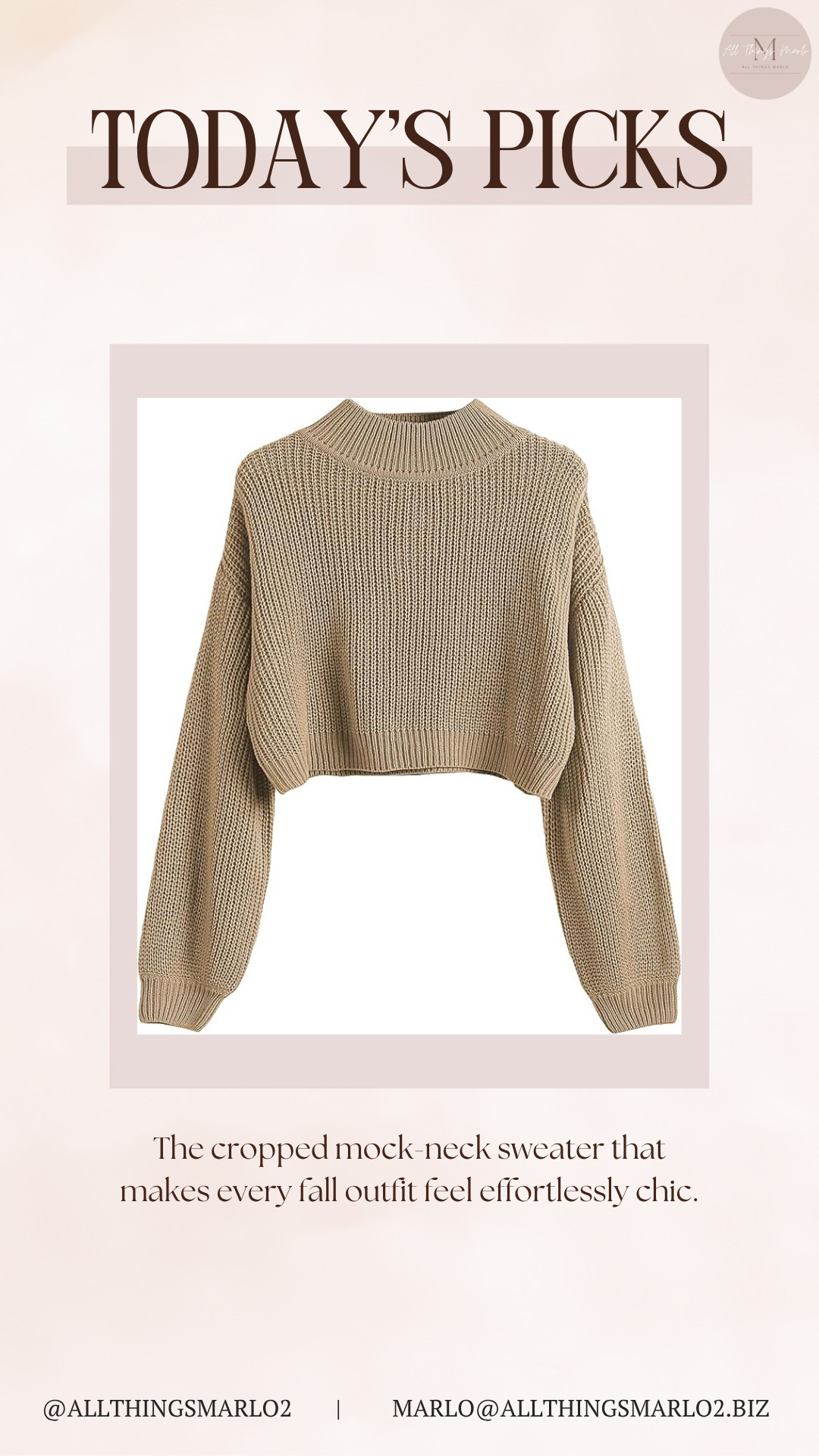 The cropped mock-neck sweater that makes every fall outfit feel effortlessly chic. 

 #LTKSeasonal #LTKWorkwear #LTKTravel