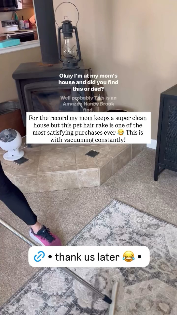 For the record my mom keeps a super clean house but this pet hair rake is one of the most satisfying purchases ever 😂 This is with vacuuming constantly!