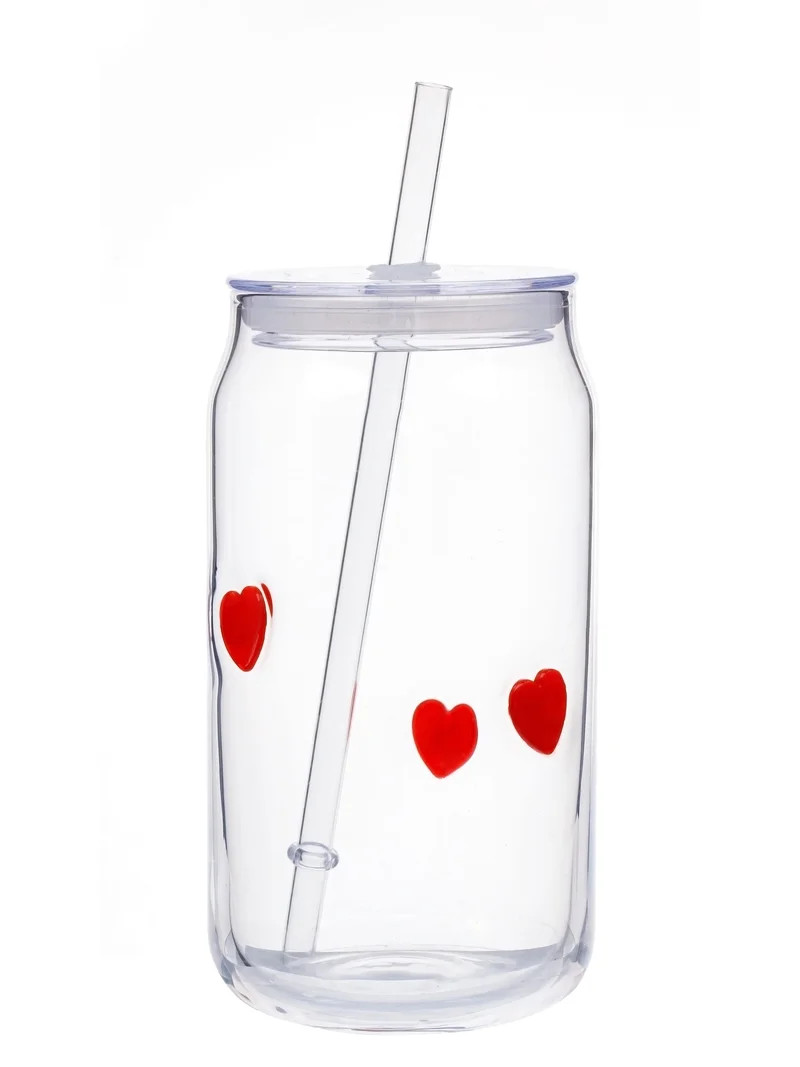 Mainstays Heart Charm Can Glass Sipper | Walmart (US)