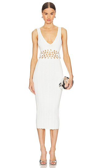 x REVOLVE Evelyn Midi Dress in Ivory | Revolve Clothing (Global)