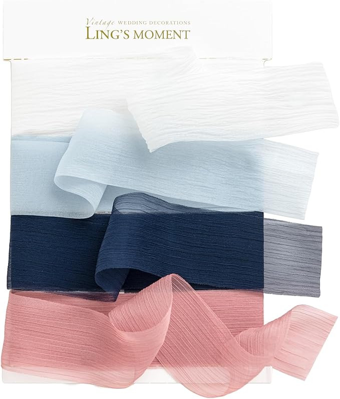 Ling's moment Satin Ribbon,1.6Yd Handmade Silk Ribbon,Fabric Ribbon Use for Gift Wrapping Wedding... | Amazon (US)
