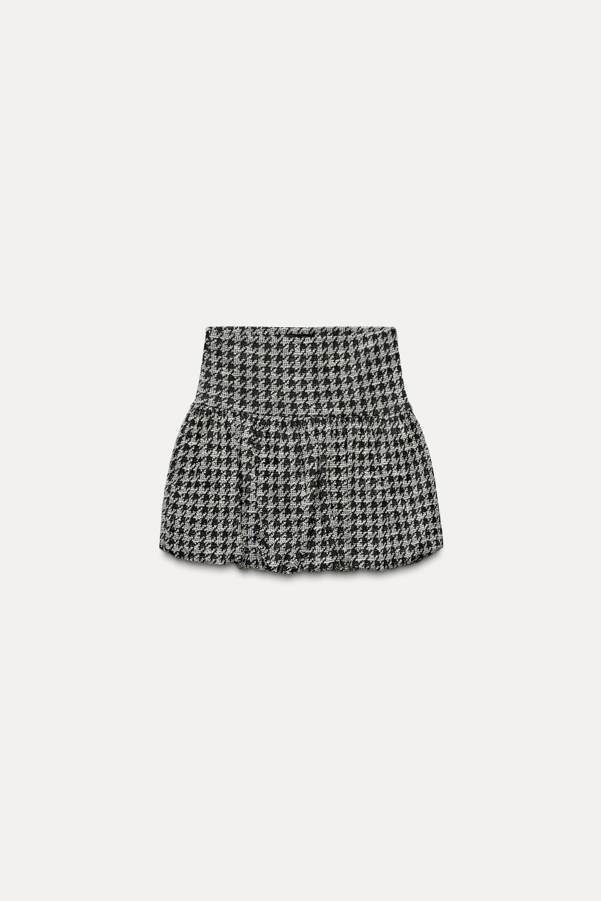 HOUNDSTOOTH BALLOON SKIRT | Zara US
