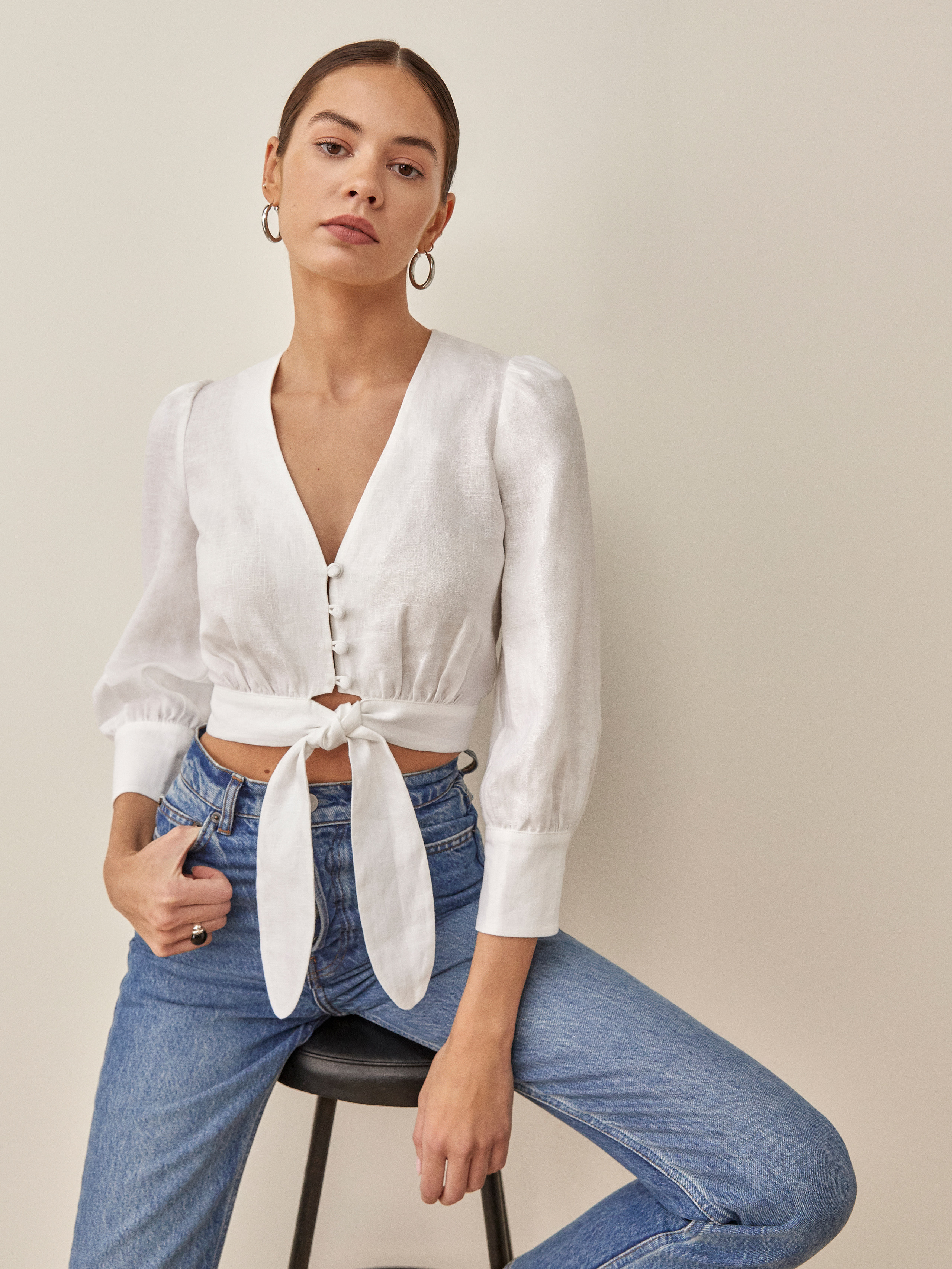 Liam Linen Top | Reformation (Global)