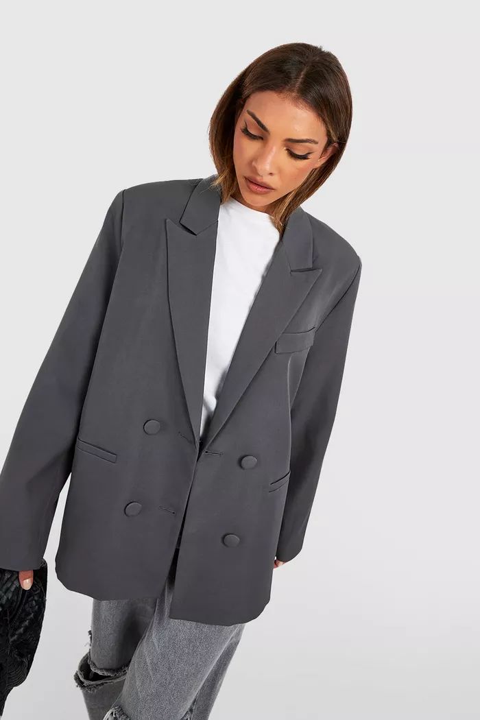 Double Breasted Relaxed Fit Tailored Blazer | boohoo (US & Canada)