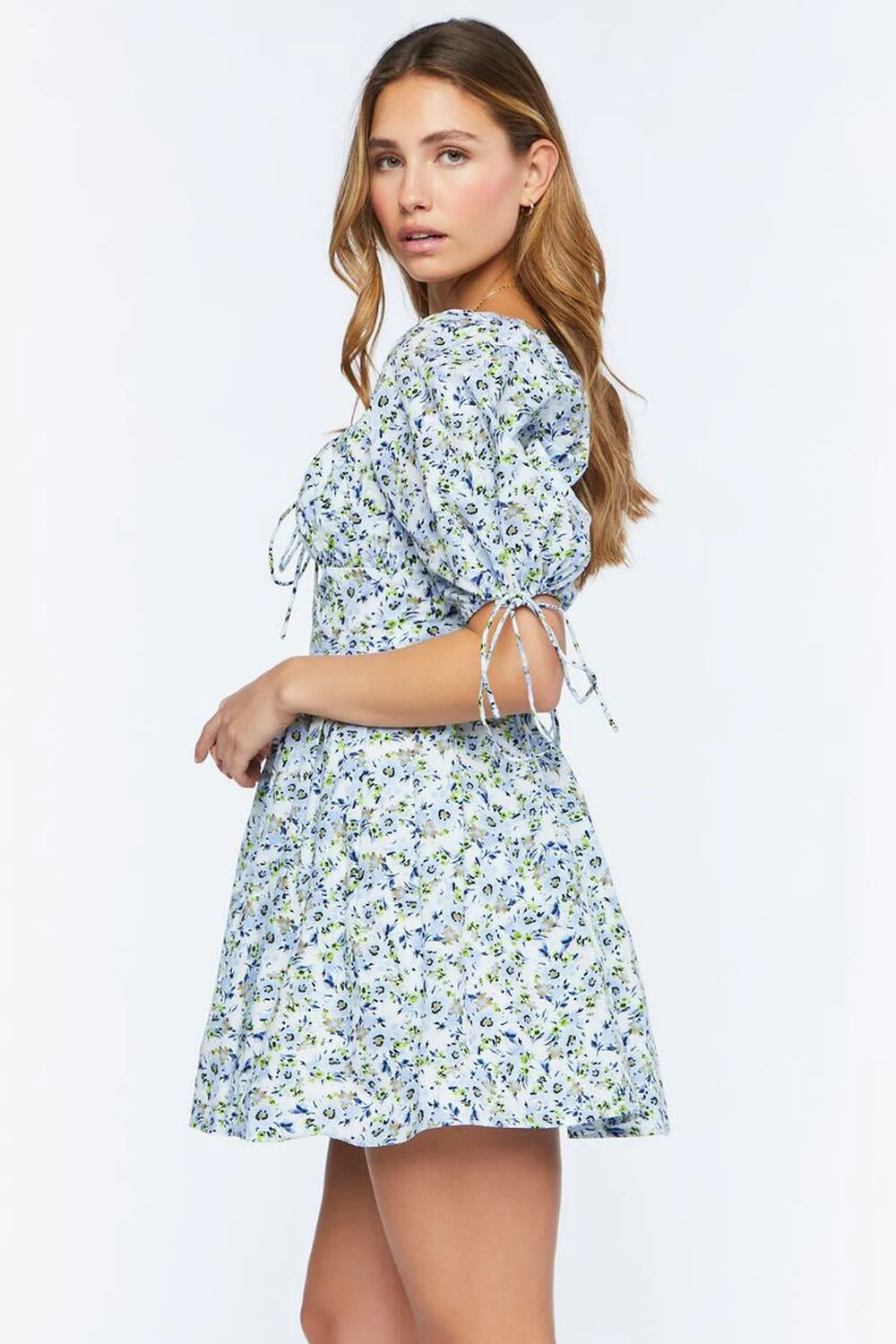 Floral Puff-Sleeve Mini Dress | Forever 21 (US)