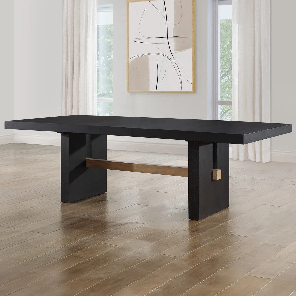 Rickye 78-96" Extendable Oak Trestle Wood Dining Table | Wayfair North America