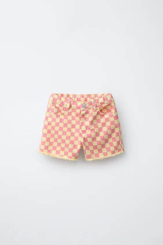CHECKERED MOM FIT SHORTS | Zara US