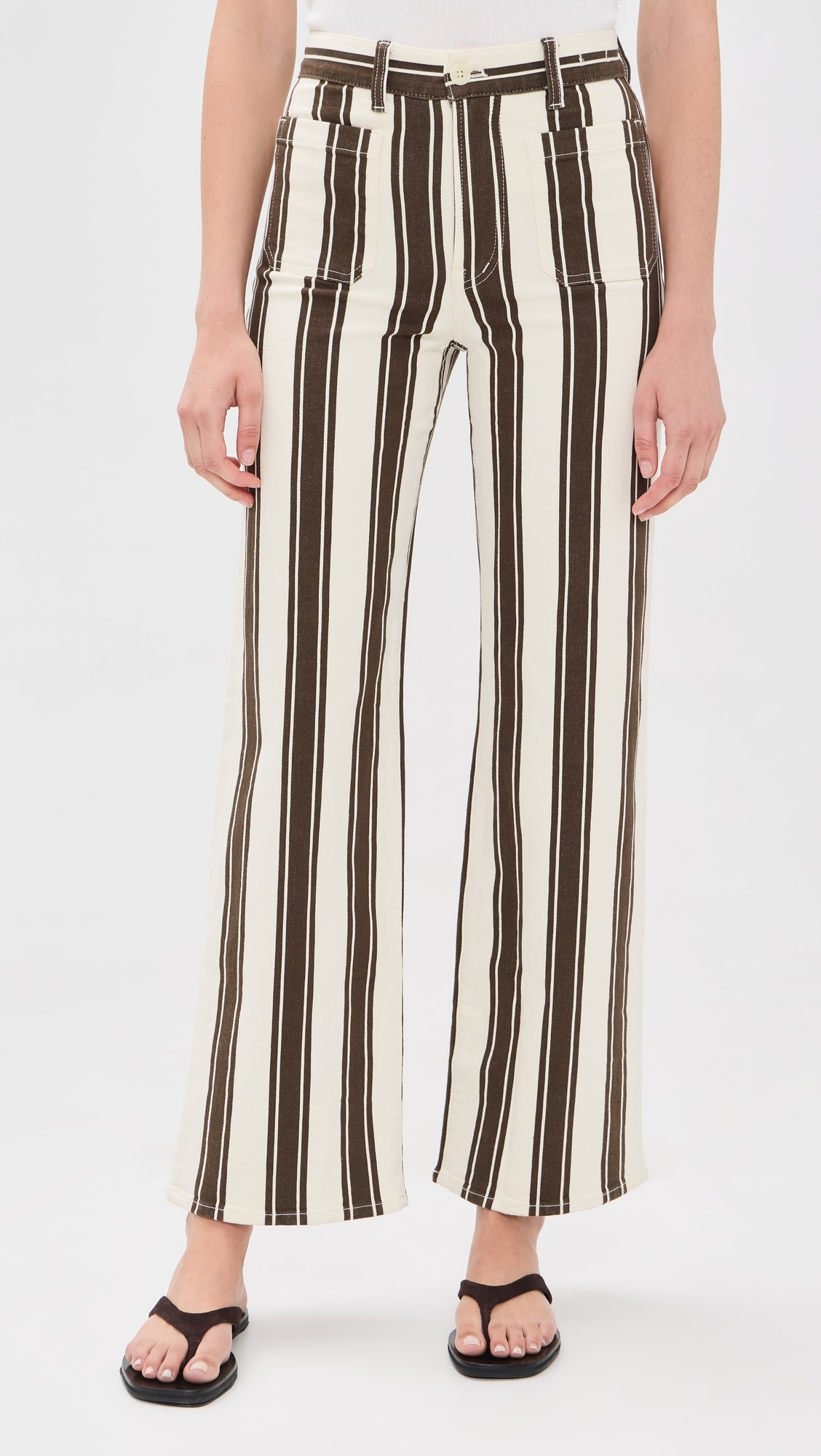 The Emmy Wide-Leg Pant in Dark Brown Stripe | Shopbop