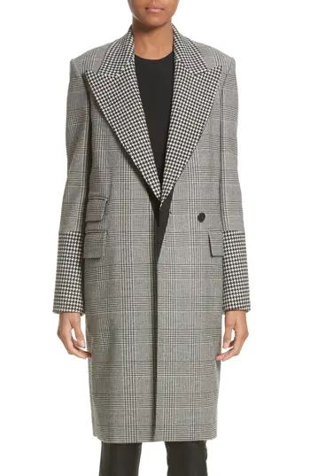 Women's Stella Mccartney Houndstooth & Glen Plaid Coat, Size 6 US / 40 IT - Black | Nordstrom