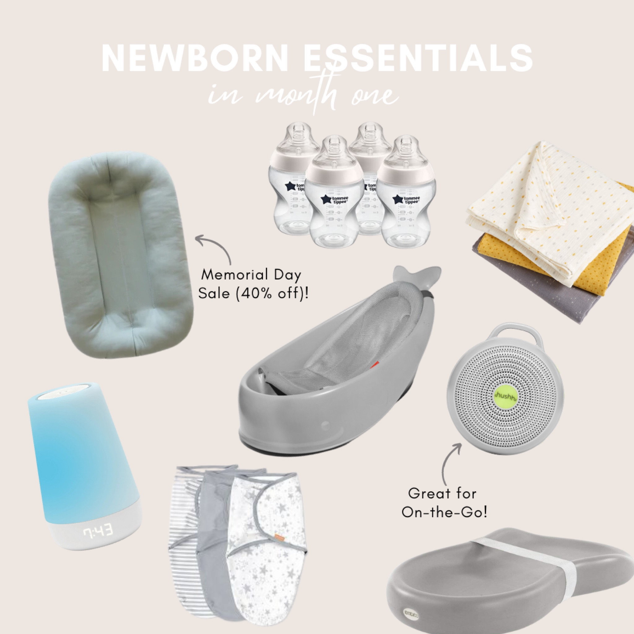 Newborn essentials I’ve used on repeat for the first month // newborn baby, baby lounger, bottles, sound machine, changing pad, swaddle, baby bath, baby blankets

#LTKbaby