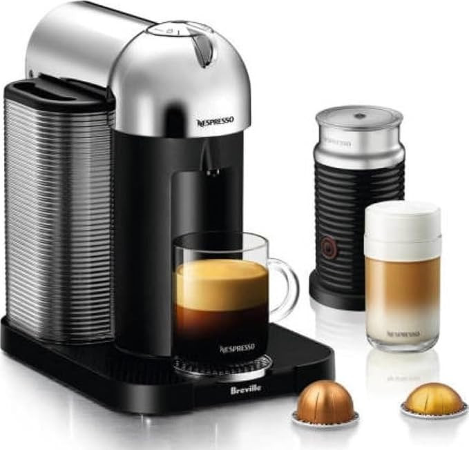 Nespresso Vertuo Coffee and Espresso Maker by Breville, Chrome with Aeroccino Milk Frother | Amazon (US)