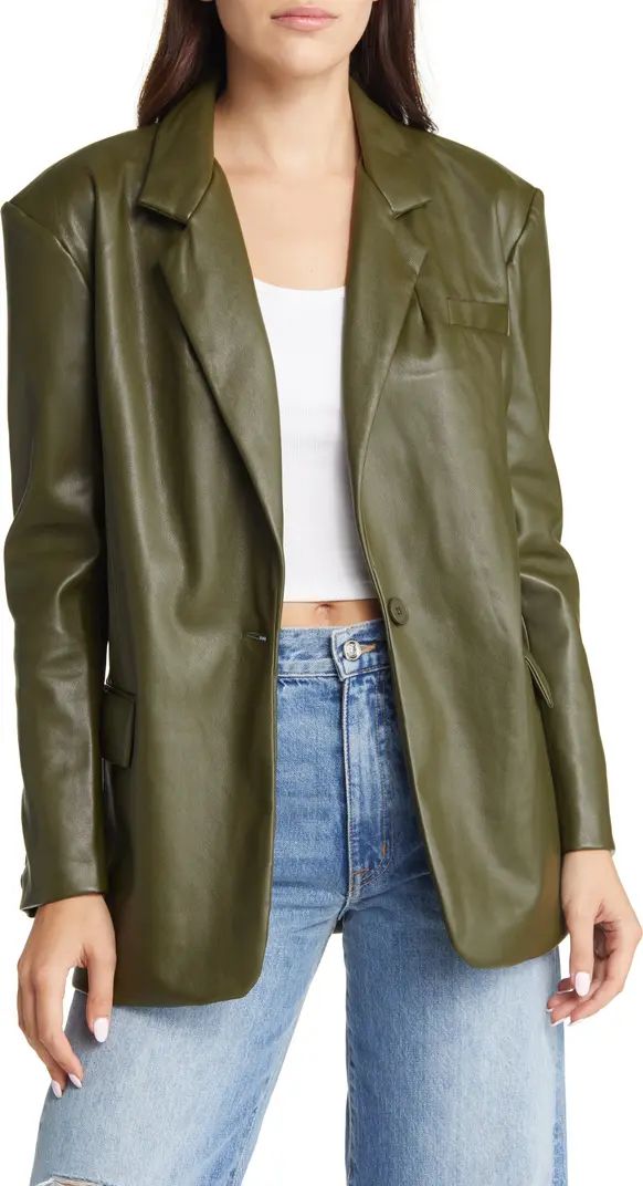 BLANKNYC Oversize One-Button Faux Leather Blazer | Nordstrom | Nordstrom