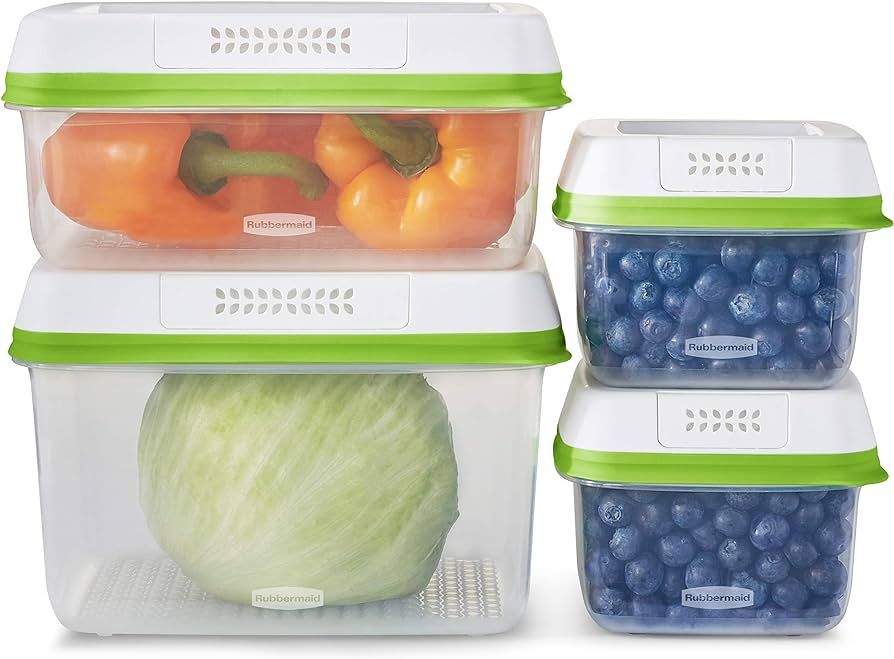 Rubbermaid FreshWorks Produce Saver, Medium and Large Storage Containers, 8-Piece Set, Clear | Amazon (US)