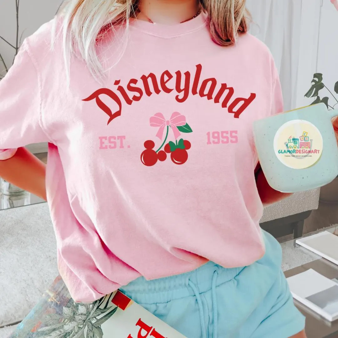 Disneyland Coquette Shirt Cherry Mickey Bow Coquette Bows Disney Shirt Valentines Day Gifts, Gift... | Etsy (US)