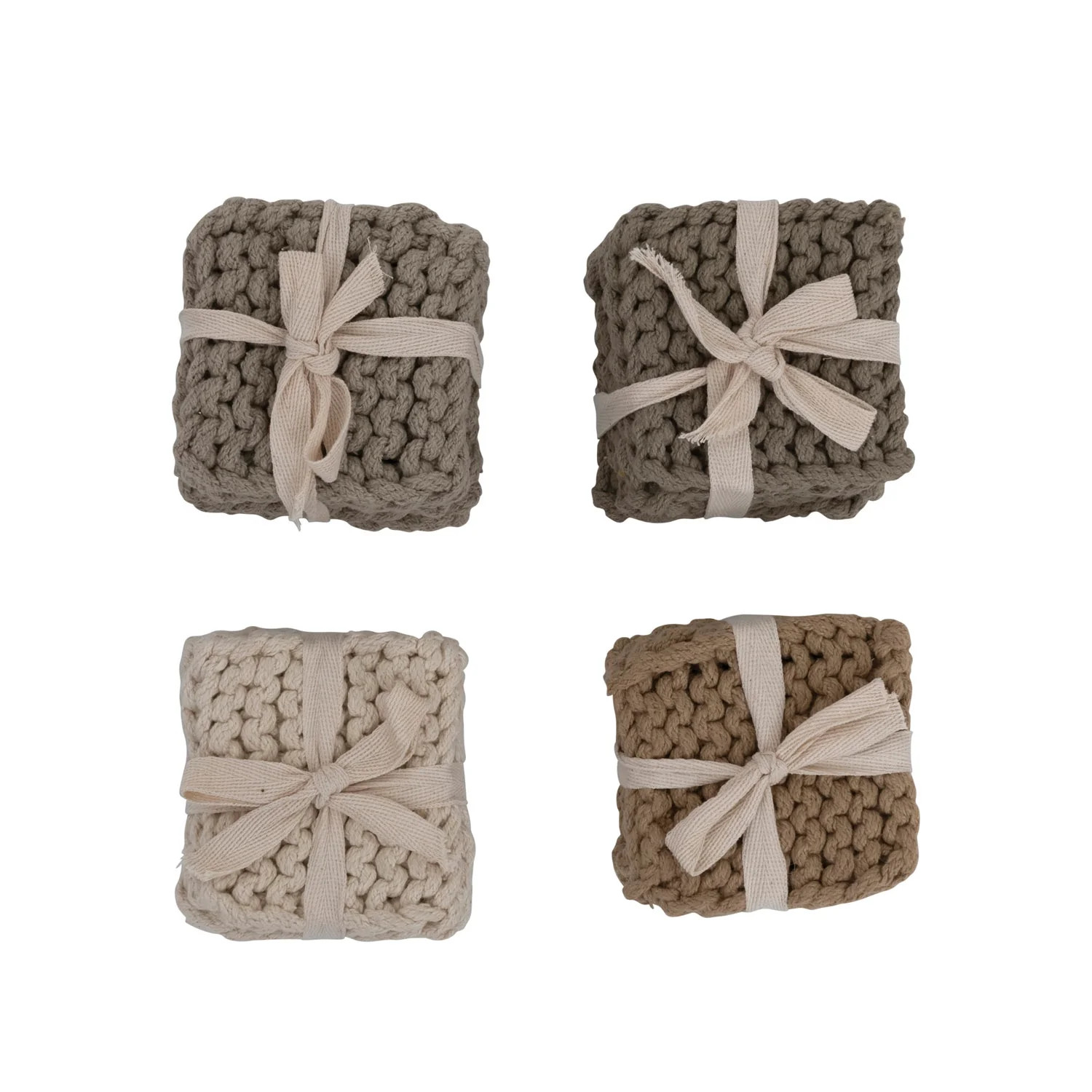 Creative Co-Op Cotton Crocheted Coasters, Set of 4, 4 Colors | Walmart (US)