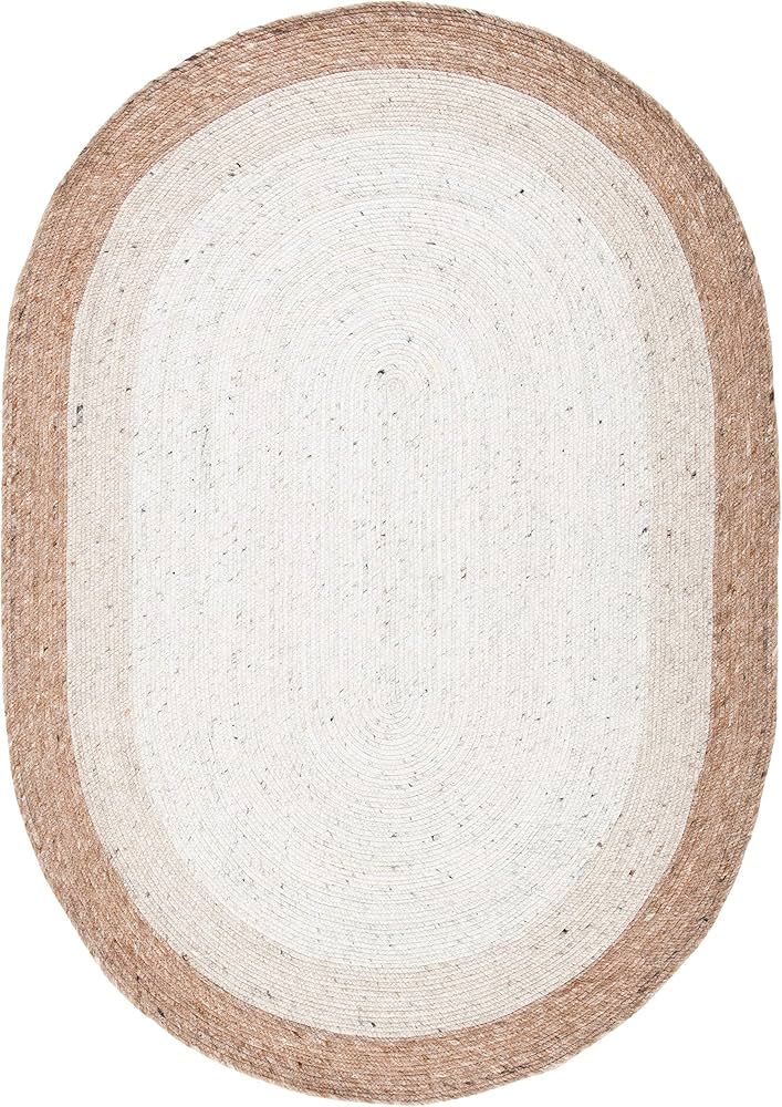 SAFAVIEH Braided Collection 4' x 6' Oval Beige/Ivory BRD903B Handmade Country Cottage Reversible ... | Amazon (US)