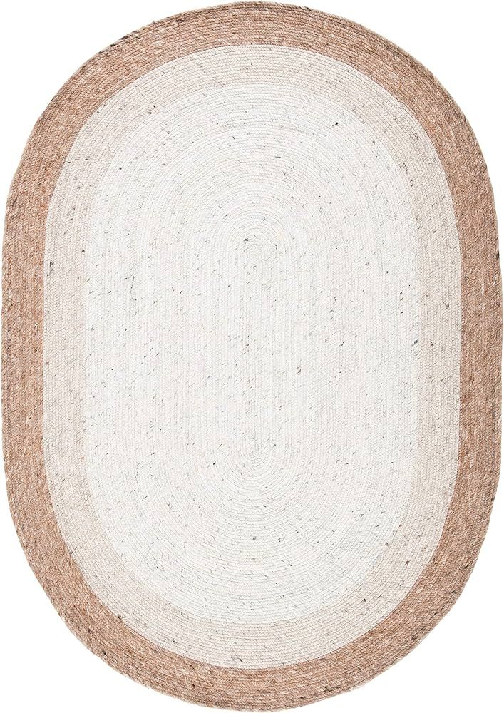 SAFAVIEH Braided Collection 4' x 6' Oval Beige/Ivory BRD903B Handmade Country Cottage Reversible ... | Amazon (US)