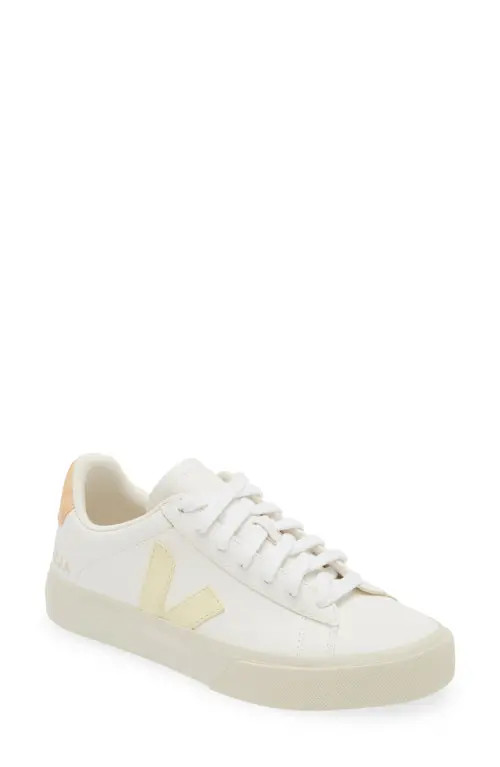 Veja Campo Chrome Free Leather Sneaker in Extra-White Sun Peach at Nordstrom, Size 40 | Nordstrom