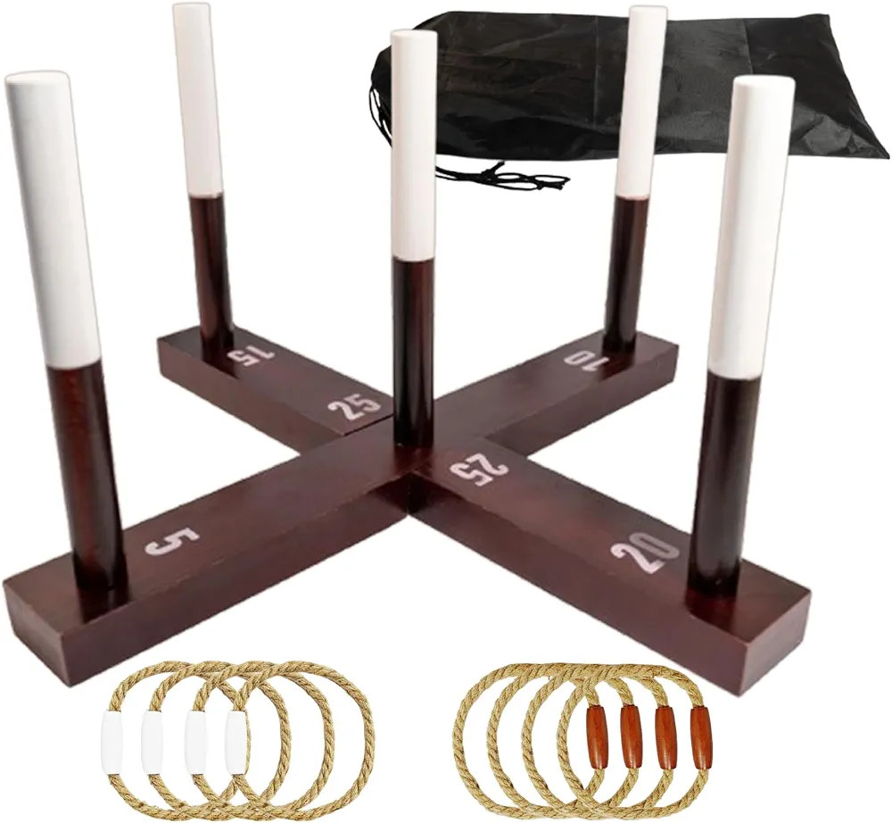 Outdoor Yard Games, Ring Toss Games for Adults and Family, Wood Ring Toss Game for Backyard, Camp... | Amazon (US)