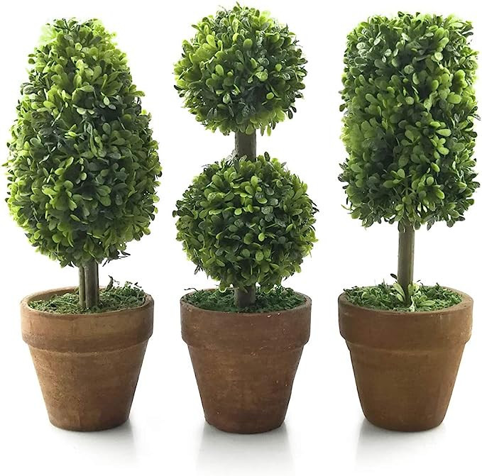 Tuokor Small Artificial Plants 8.25" Plastic Fake Green Topiary Shrubs with Pot for Home Décor ... | Amazon (US)