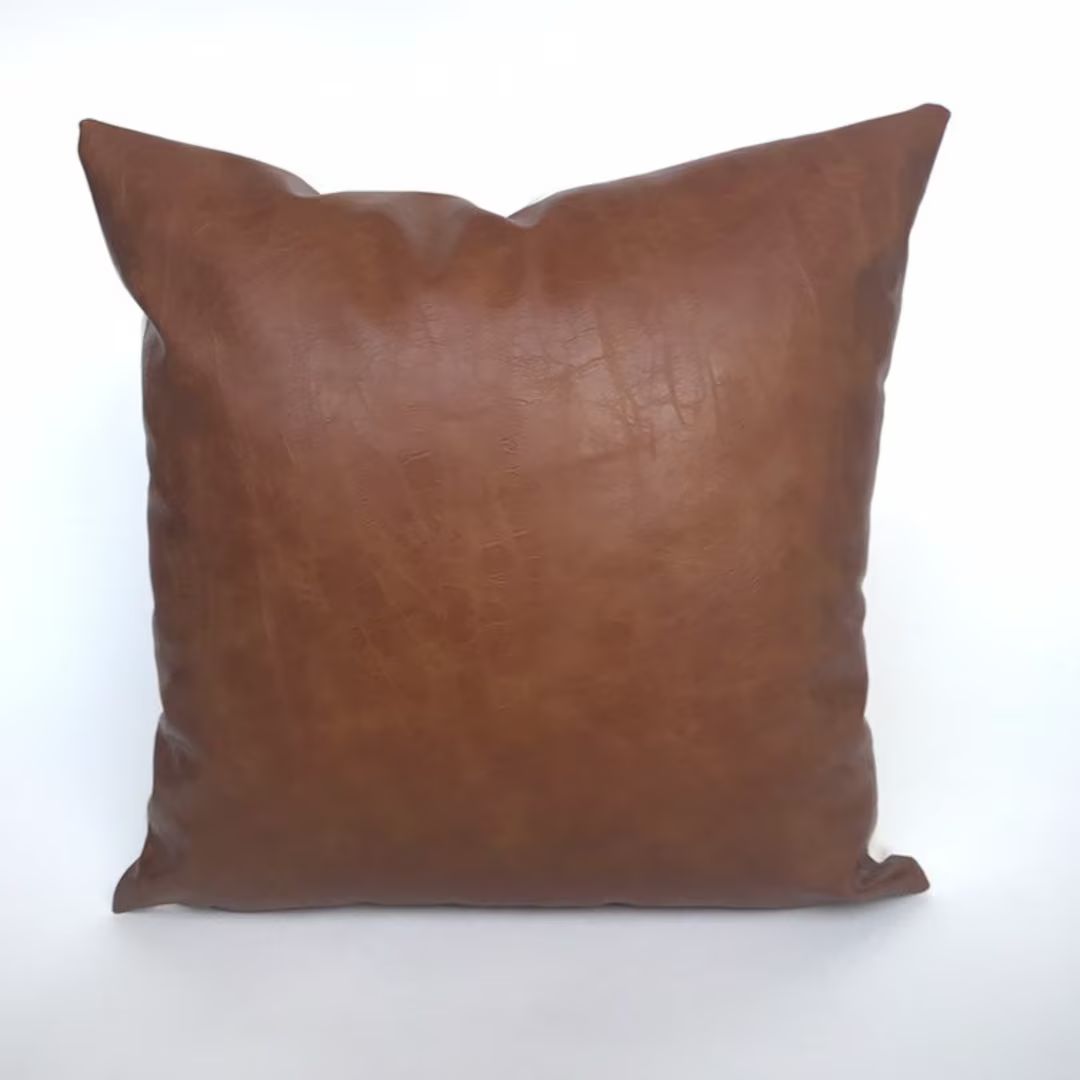 Faux Leather Pillow Cover  Camel Color - Etsy | Etsy (US)