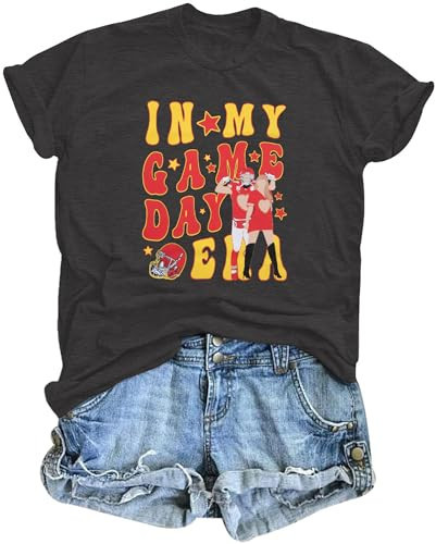 in My Game Day Era Shirt Women Sunday Football Graphic T-Shirt Country Music Concert Tees Music Fans Gift Short Sleeve Tops Gray | Amazon (US)