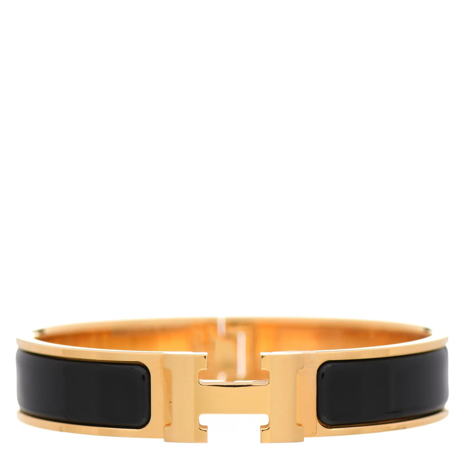 HERMES Enamel Narrow Clic Clac H Bracelet PM Black | FASHIONPHILE (US)