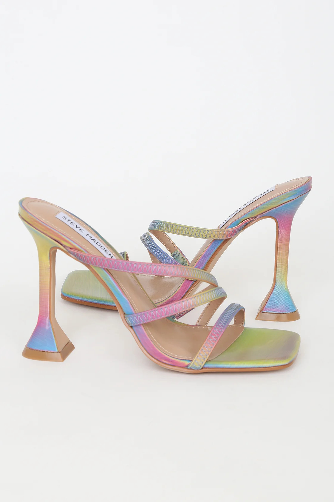 Flared Rainbow Multi Strappy High Heel Sandals | Lulus (US)