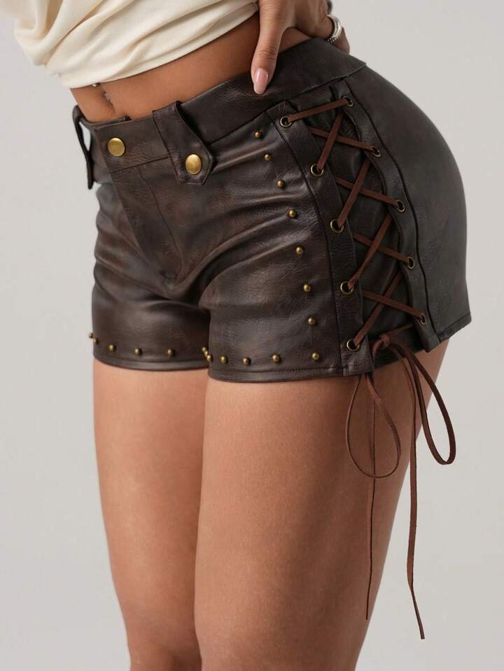 SHEIN ICON Women Retro Criss-Cross Tie-Up Shorts | SHEIN