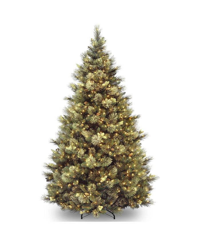 National Tree Company National Tree 7' Carolina Pine Hinged Tree with Flocked Cones and 850 Clear... | Macys (US)