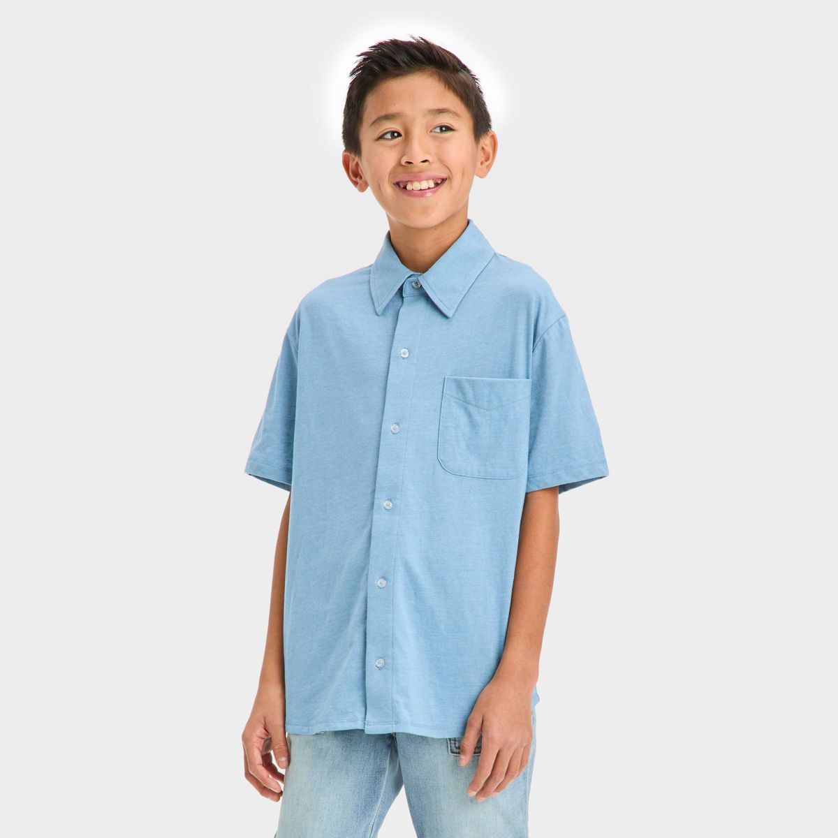 Boys' Short Sleeve Washed Button-Down Shirt - art class™ | Target