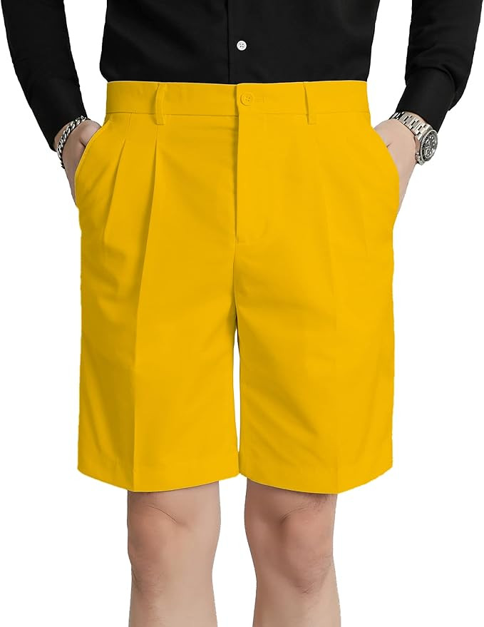 Men's Flat Front Pleat Dress Shorts for Golf, Casual and Formal Wear 9" Inseam | Amazon (UK)
