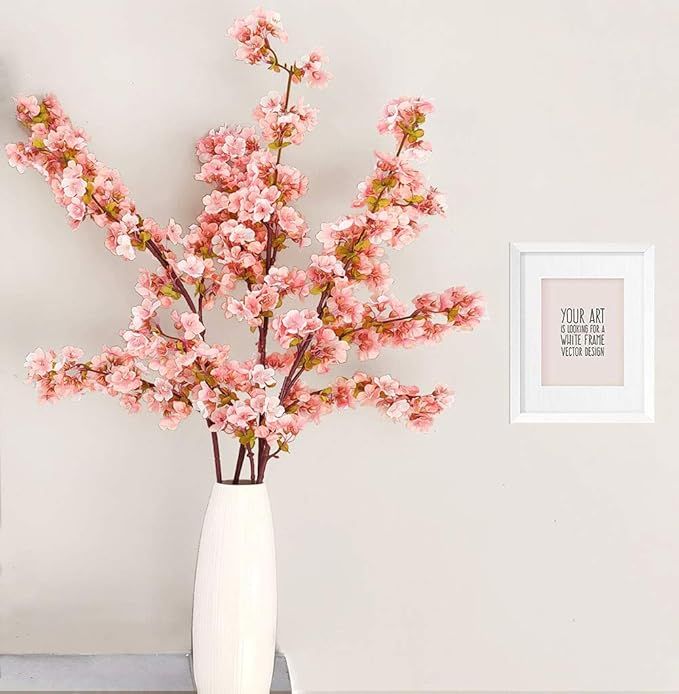 39 Inch Artificial Cherry Blossom Branches Flowers Silk Peach Flowers Arrangements for Home Weddi... | Amazon (US)