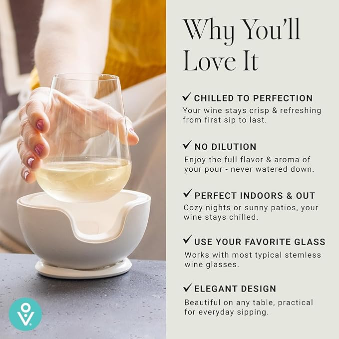 VoChill Stemless Wine Glass Chiller | Keep the Chill In Your Glass | Made in the USA | Separable ... | Amazon (US)