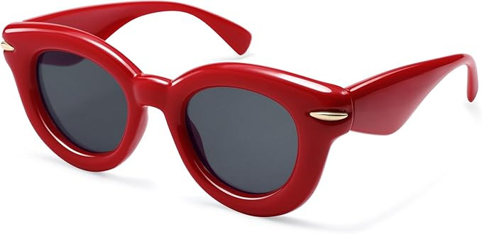 Cute Round Sunglasses for Women Men Trendy Chunky Thick Inflated Shades AP3695 | Amazon (US)